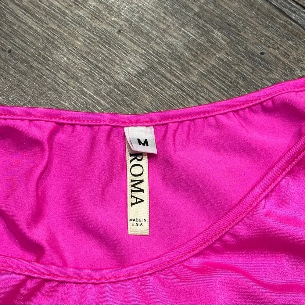 Roma Neon Pink Intimate Garter Panty Medium NWOT MISSING one strap